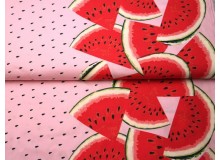 Popeline Wassermelone Bordüre rosa